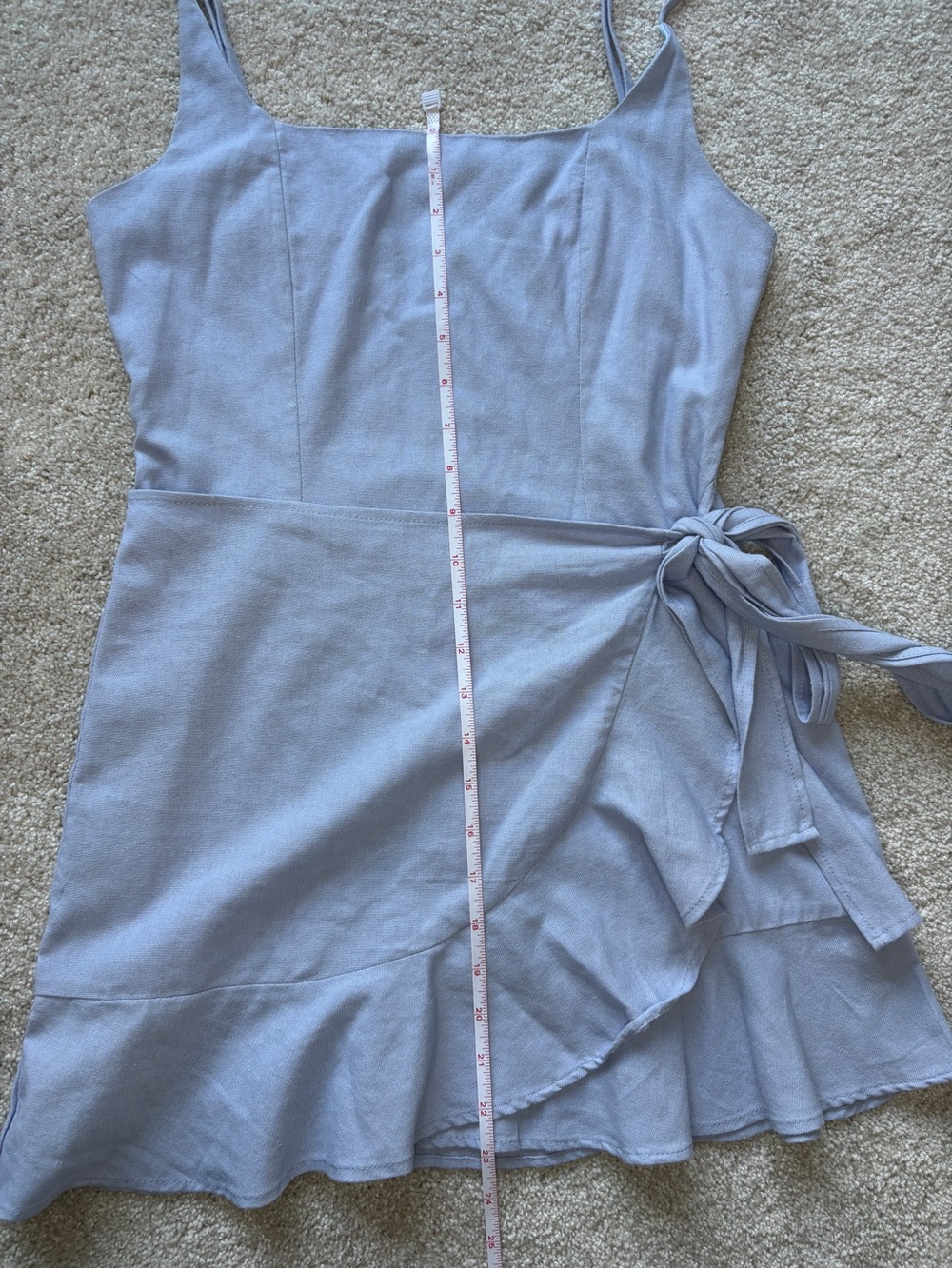 Princess Polly Light Blue Square Neck Wrap Mini Dress - Picture 7 of 10